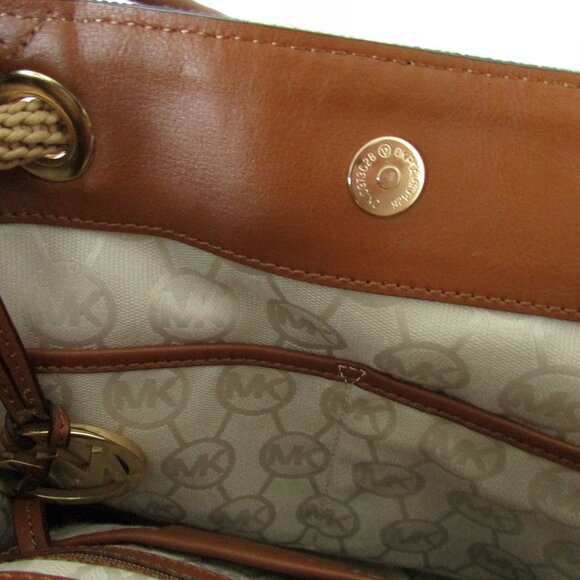 Michael Kors Canvas Shoulder Bag Purse, Navy marina gathered tote - Picture 9 of 9